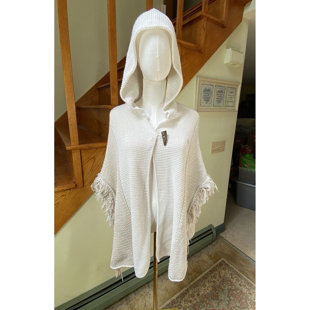 Roffe Accessories Womens Toggle Fringe Bohemian Open Front Cardigan Hoodie OSFM